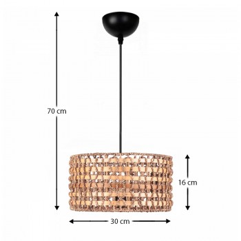 Φωτιστικό οροφής Palmela Megapap E27 από σχοινί μονόφωτο χρώμα φυσικό Ø30x70εκ.