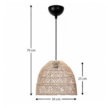 Φωτιστικό οροφής Miota Megapap E27 από μπαμπού μονόφωτο χρώμα φυσικό Ø30x70εκ.