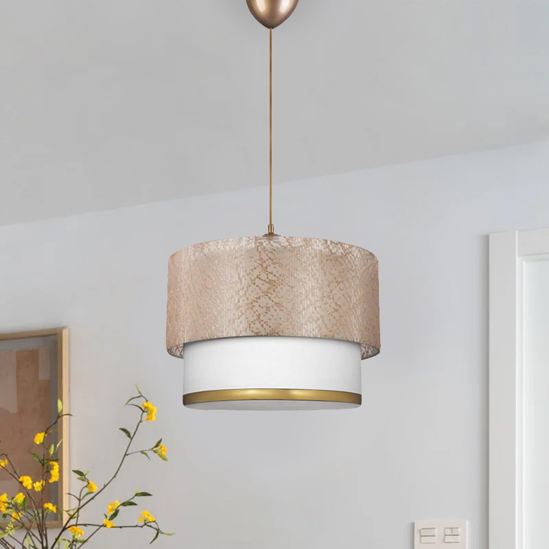 Φωτιστικό οροφής Barnhart Megapap υφασμάτινο μονόφωτο χρώμα χρυσό/κρεμ 30x20x70εκ.