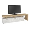 Έπιπλο τηλεόρασης Acnes Megapap χρώμα λευκό εφέ μαρμάρου - sapphire oak 220x40x52εκ.