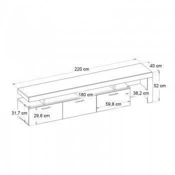 Έπιπλο τηλεόρασης Acnes Megapap χρώμα λευκό εφέ μαρμάρου - sapphire oak 220x40x52εκ.