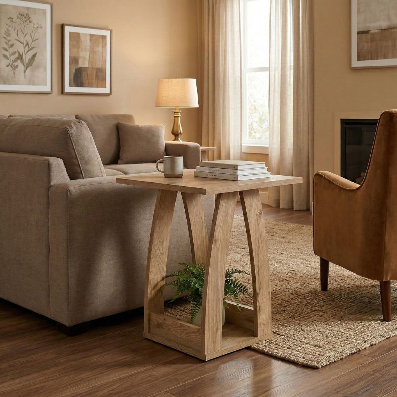 Τραπεζάκι βοηθητικό - Κομοδίνο Deros Megapap χρώμα sepet oak 45x45x56εκ.