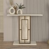 Κονσόλα Alderas Megapap χρώμα sandstone - travertine - χρυσό 90x29,6x76,8εκ.
