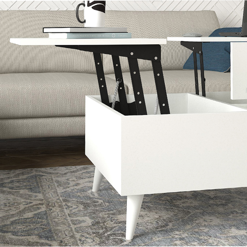 Τραπεζάκι σαλονιού Roy Megapap με σερβιτόρο χρώμα λευκό 121x69x40εκ.