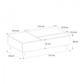 Τραπεζάκι σαλονιού Roy Megapap με σερβιτόρο χρώμα λευκό 121x69x40εκ.