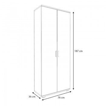 Ντουλάπα ρούχων - παπουτσοθήκη Eric Megapap δίφυλλη χρώμα καρυδί 76x36x187εκ.