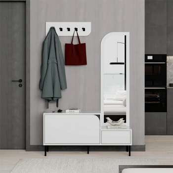 Έπιπλο εισόδου Mila Megapap με κρεμάστρα χρώμα λευκό 120x37x171,6εκ.