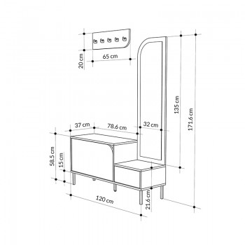 Έπιπλο εισόδου Mila Megapap με κρεμάστρα χρώμα λευκό 120x37x171,6εκ.