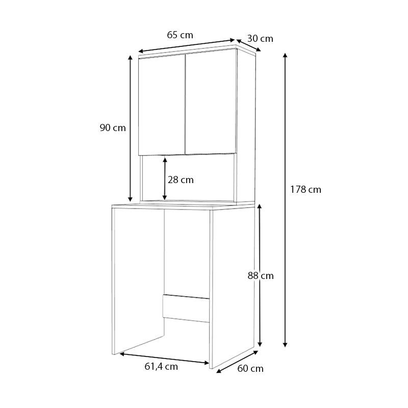 Έπιπλο πλυντηρίου Cozen Megapap χρώμα γκρι σκυροδέματος 65x60x178εκ.