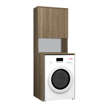 Έπιπλο πλυντηρίου Cozen Megapap χρώμα καρυδί 65x60x178εκ.