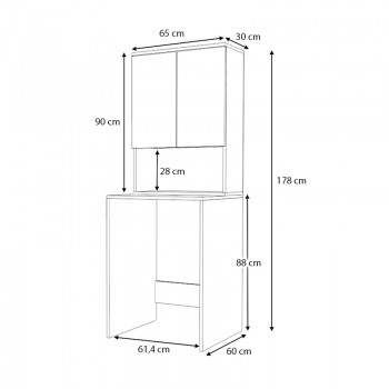 Έπιπλο πλυντηρίου Cozen Megapap χρώμα καρυδί 65x60x178εκ.
