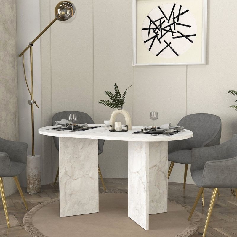 Τραπέζι Cortado Megapap χρώμα λευκό εφέ μαρμάρου 138x80x75εκ.