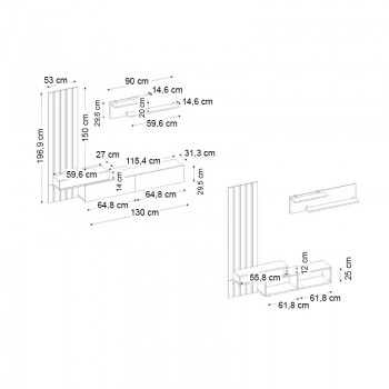 Σύνθεση τηλεόρασης Rosaline Megapap χρώμα ανθρακί - sepet oak 183x31,3x196,9εκ.