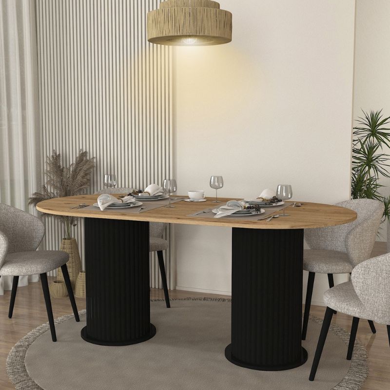 Τραπέζι Bohema Megapap χρώμα μαύρο - sepet oak 180x90x77,7εκ.