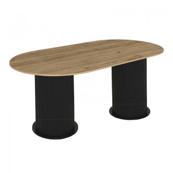 Τραπέζι Bohema Megapap χρώμα μαύρο - sepet oak 180x90x77,7εκ.