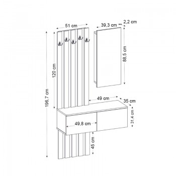 Έπιπλο εισόδου Kanso Megapap χρώμα ανθρακί - sepet oak 100x35x196,7εκ.