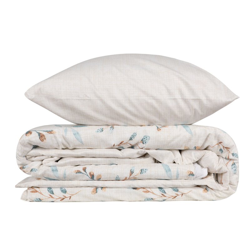 Σετ παπλωματοθήκη Lendell Cotton Box 4 τμχ Διπλή (200x220) χρώμα μέντα - λευκό