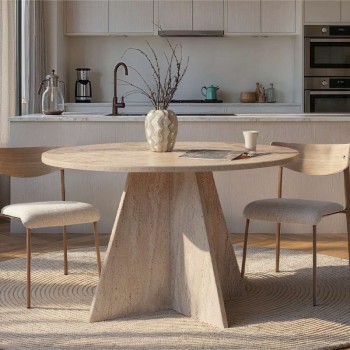 Τραπέζι Virela Megapap χρώμα travertine Ø120x75εκ.