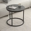Τραπεζάκι σαλονιού σετ 2 τμχ Hilal Megapap χρώμα μαύρο εφέ μαρμάρου Ø66x49,5εκ.