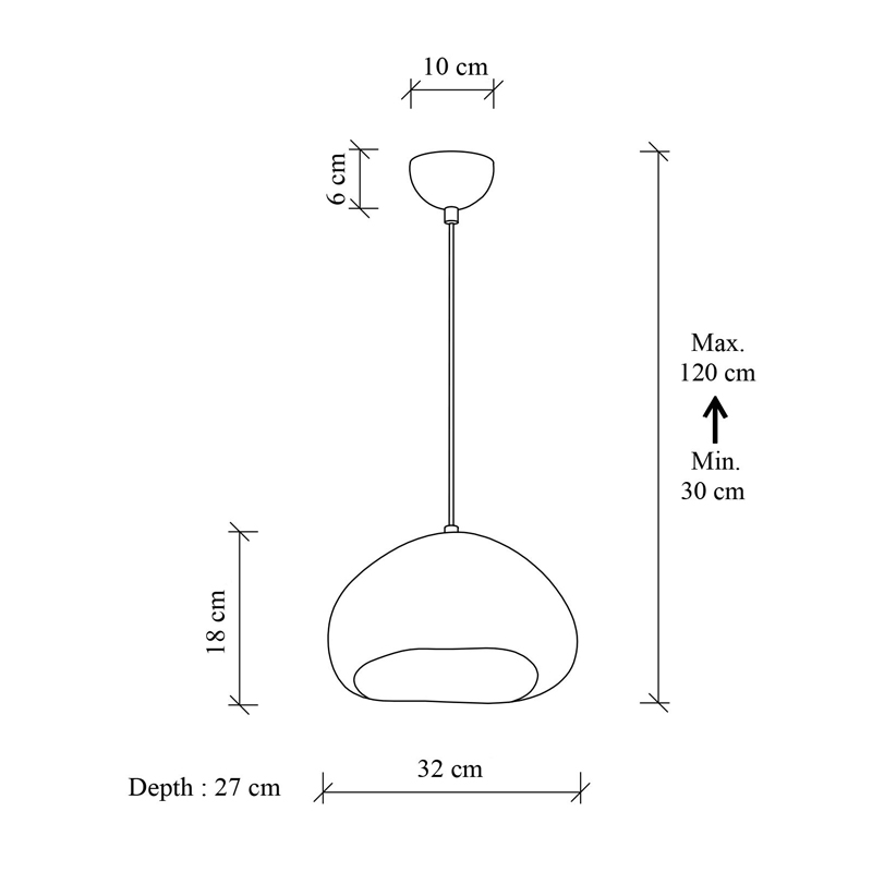 Φωτιστικό οροφής Loval Megapap E27 fiberglass μονόφωτο χρώμα λευκό 32x27x120εκ.