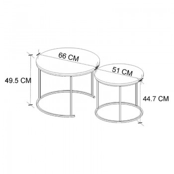 Τραπεζάκι σαλονιού σετ 2 τμχ Hilal Megapap χρώμα pine oak Ø66x49,5εκ.