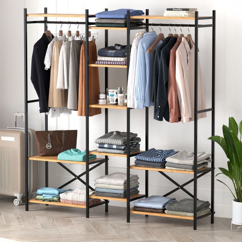 Ντουλάπα ρούχων ανοιχτή - Έπιπλο εισόδου Openix Megapap χρώμα pine oak 171,7x34,2x180,7εκ.