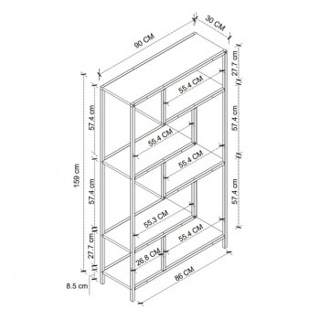 Βιβλιοθήκη Larissa Megapap χρώμα μαύρο - pine oak 90x30x159εκ.