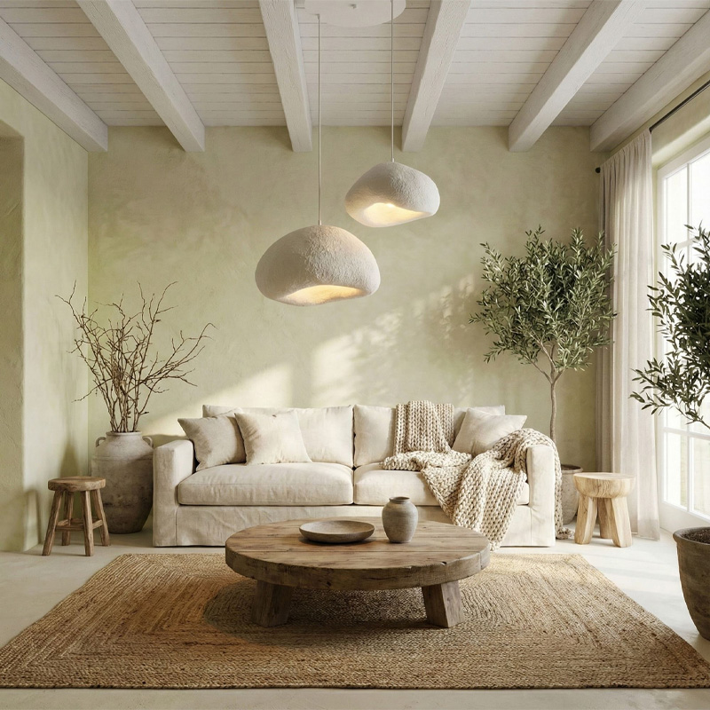 Φωτιστικό οροφής Loval Megapap E27 fiberglass δίφωτο χρώμα λευκό Ø70x115εκ.