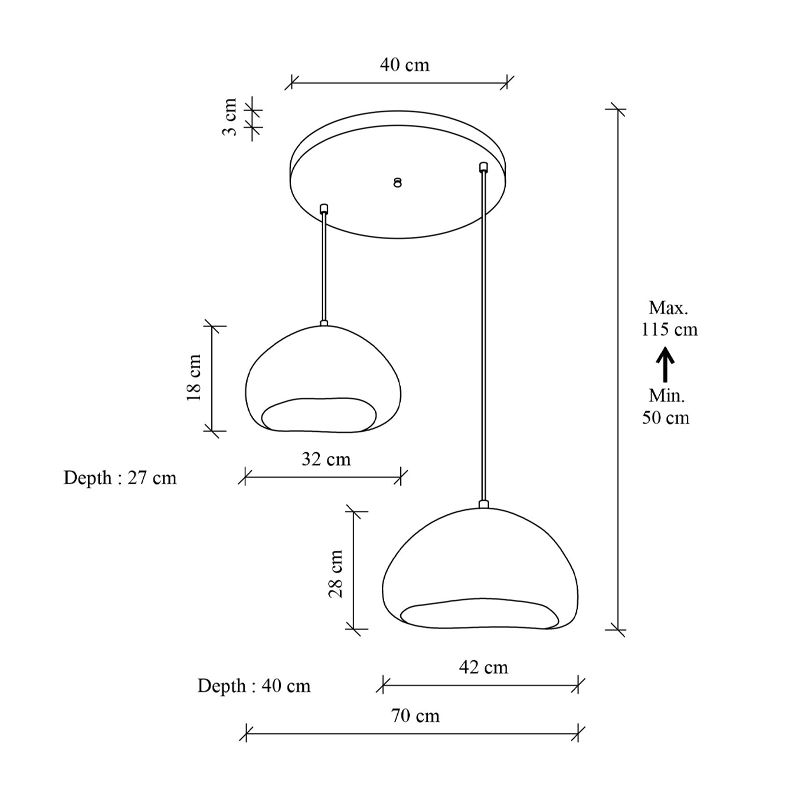 Φωτιστικό οροφής Loval Megapap E27 fiberglass δίφωτο χρώμα λευκό Ø70x115εκ.