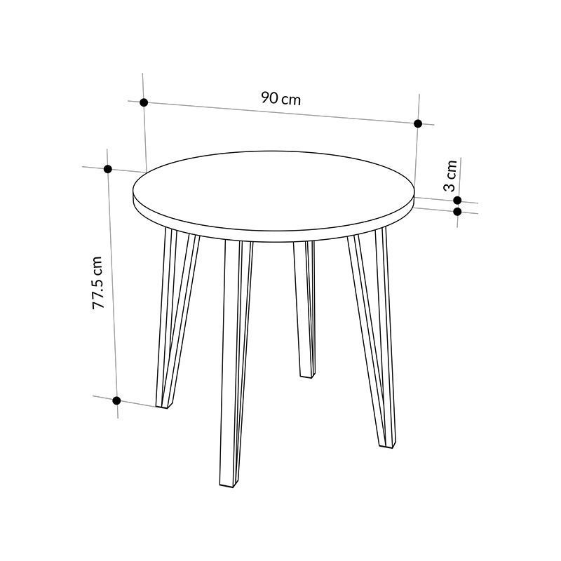 Σετ τραπεζαρία 5τμχ Xana - Nova Megapap χρώμα sepet oak - λευκό Ø90x77,5εκ.