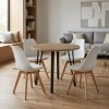 Σετ τραπεζαρία 5τμχ Xana - Viva Megapap χρώμα sepet oak - λευκό Ø90x77,5εκ.