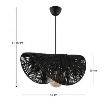 Φωτιστικό οροφής Taco Megapap E27 γιούτα μονόφωτο χρώμα μαύρο 51x36x55εκ.