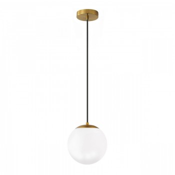 Φωτιστικό οροφής Lumi Megapap E27 γυάλινο μονόφωτο χρώμα χρυσό - λευκό Ø15x120εκ.