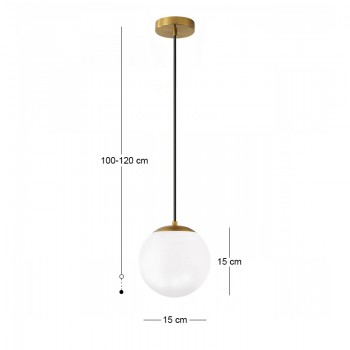 Φωτιστικό οροφής Lumi Megapap E27 γυάλινο μονόφωτο χρώμα χρυσό - λευκό Ø15x120εκ.