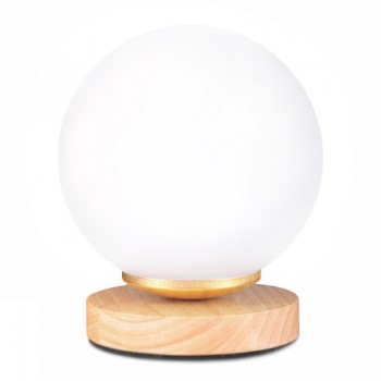 Φωτιστικό επιτραπέζιο Luma Megapap E27 ξύλινο -  γυάλινο χρώμα φυσικό - λευκό Ø12x18εκ.