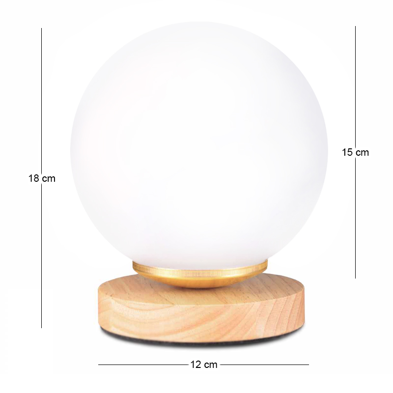 Φωτιστικό επιτραπέζιο Luma Megapap E27 ξύλινο -  γυάλινο χρώμα φυσικό - λευκό Ø12x18εκ.