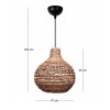 Φωτιστικό οροφής Faya Megapap E27 wicker μονόφωτο χρώμα φυσικό Ø46x100εκ.
