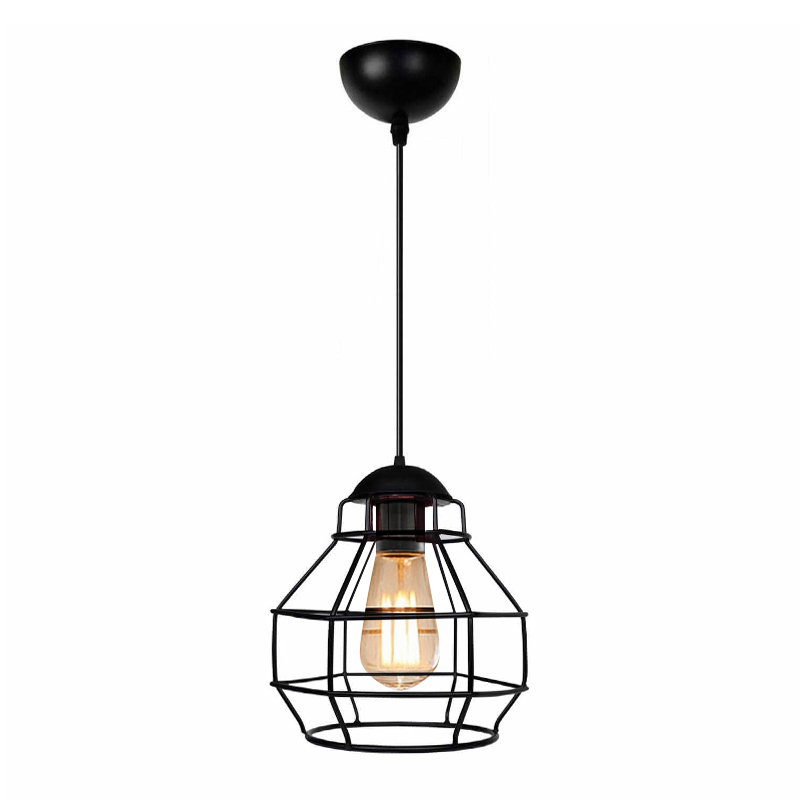 Φωτιστικό οροφής Rilo Megapap E27 μεταλλικό μονόφωτο χρώμα μαύρο Ø16x100εκ.