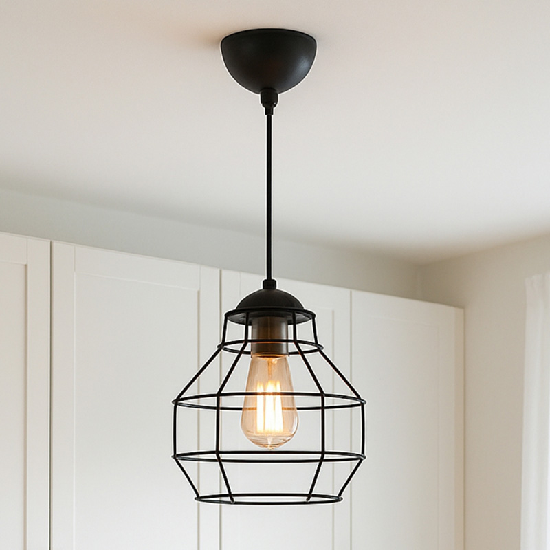 Φωτιστικό οροφής Rilo Megapap E27 μεταλλικό μονόφωτο χρώμα μαύρο Ø16x100εκ.