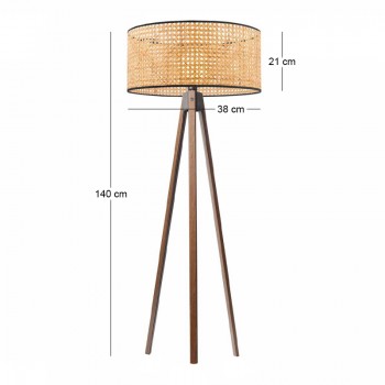 Φωτιστικό δαπέδου Rivo Megapap E27 ξύλινο - ρατάν χρώμα φυσικό Ø38x140εκ.