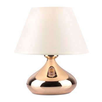 Φωτιστικό επιτραπέζιο Luvia Megapap E27 μεταλλικό - ύφασμα Pvc χρώμα χρυσό - κρεμ Ø22x25εκ.