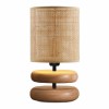 Φωτιστικό επιτραπέζιο Lucia Megapap E14 ξυλινο - pe rattan χρώμα φυσικό Ø15x35εκ.