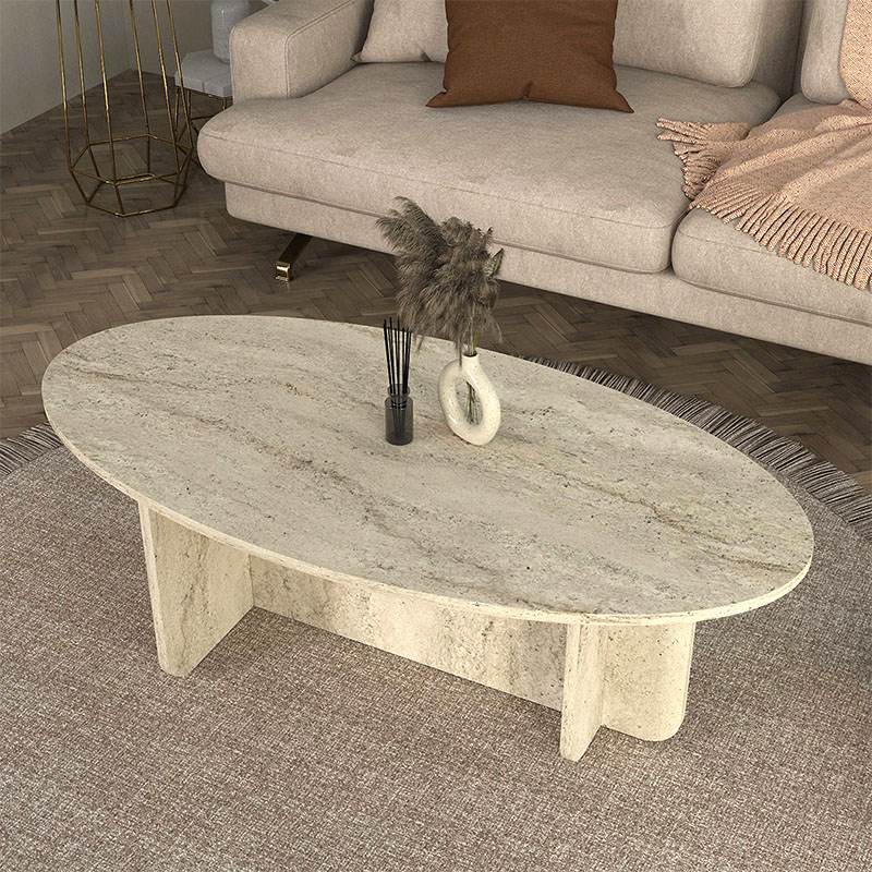 Τραπεζάκι σαλονιού Ravey Megapap χρώμα travertine 120x60x39,6εκ.