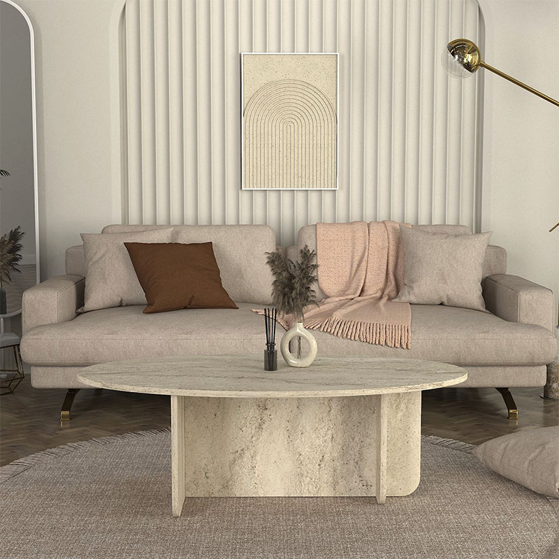 Τραπεζάκι σαλονιού Ravey Megapap χρώμα travertine 120x60x39,6εκ.