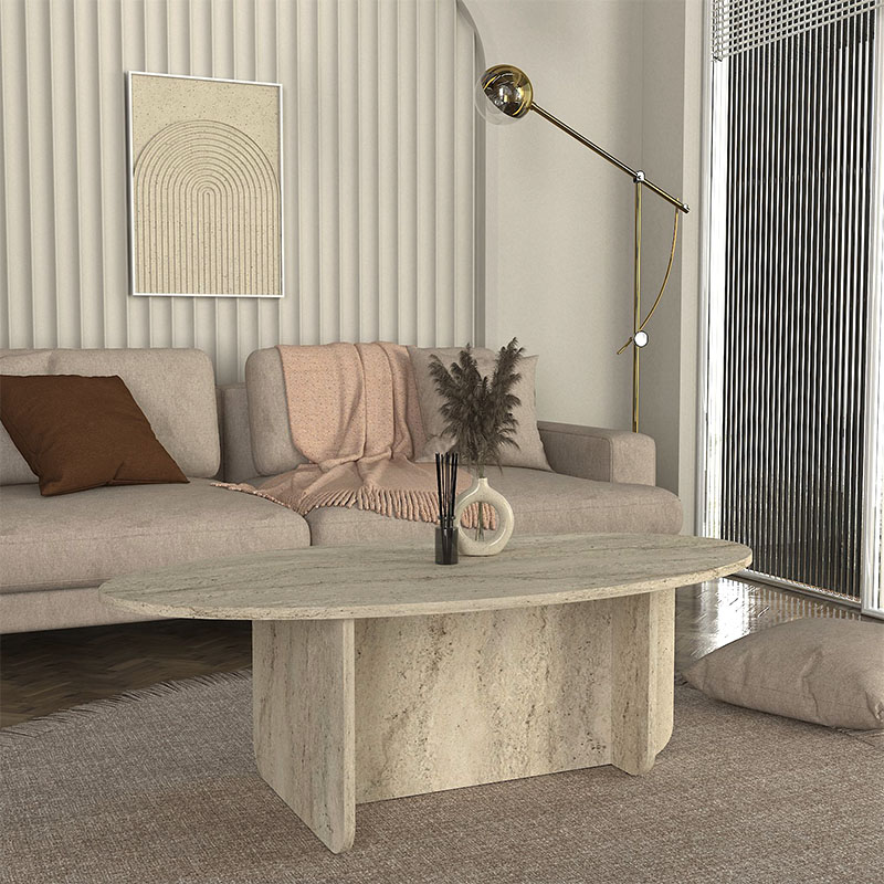 Τραπεζάκι σαλονιού Ravey Megapap χρώμα travertine 120x60x39,6εκ.