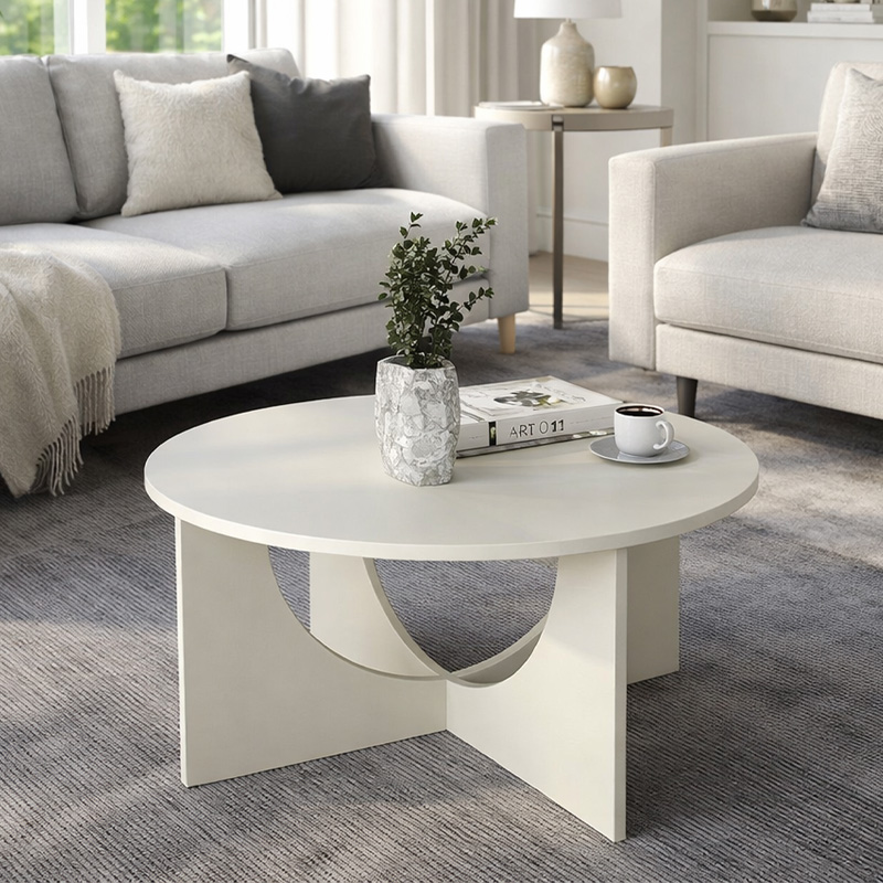 Τραπεζάκι σαλονιού Lemmar Megapap χρώμα sandstone Ø75x36,8εκ.