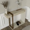 Κονσόλα Desca Megapap χρώμα travertine - sandstone - χρυσό 91,8x29,6x74,2εκ.