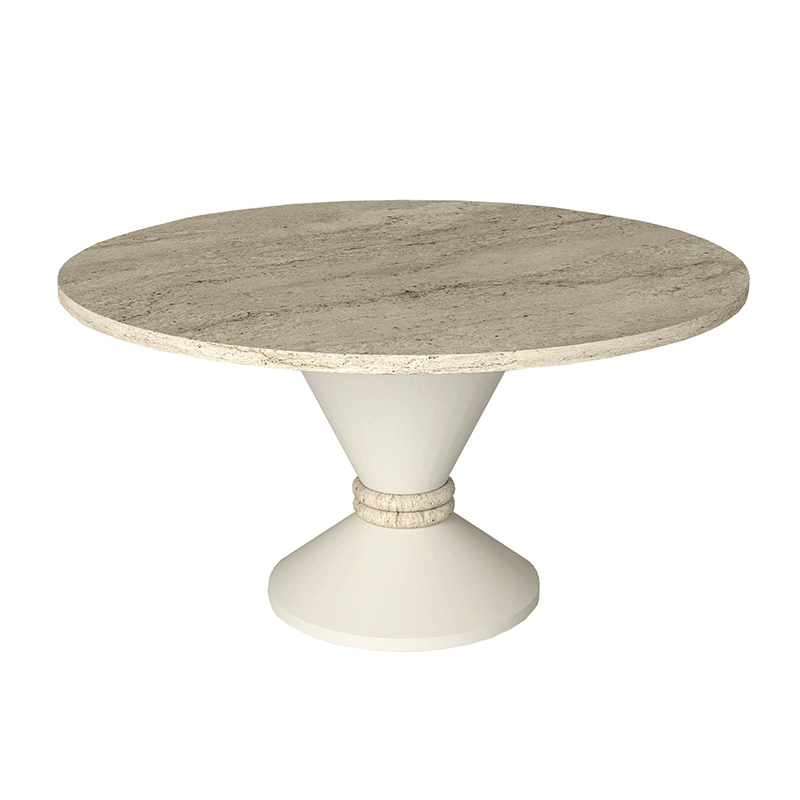 Τραπεζάκι σαλονιού Lepper Megapap χρώμα travertine - sandstone Ø75x39,8εκ.