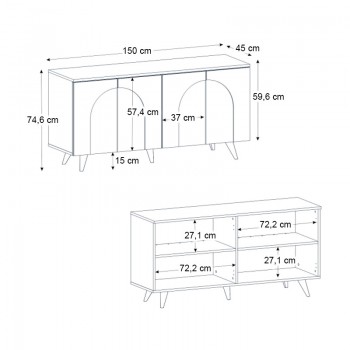 Μπουφές Bono Megapap χρώμα λευκό - sepet oak 150x45x74,6εκ.