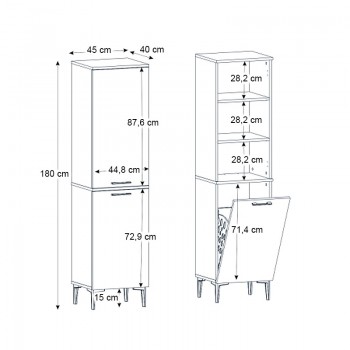 Ντουλάπι με καλάθι απλύτων Singa Megapap χρώμα λευκό 45x40x180εκ.